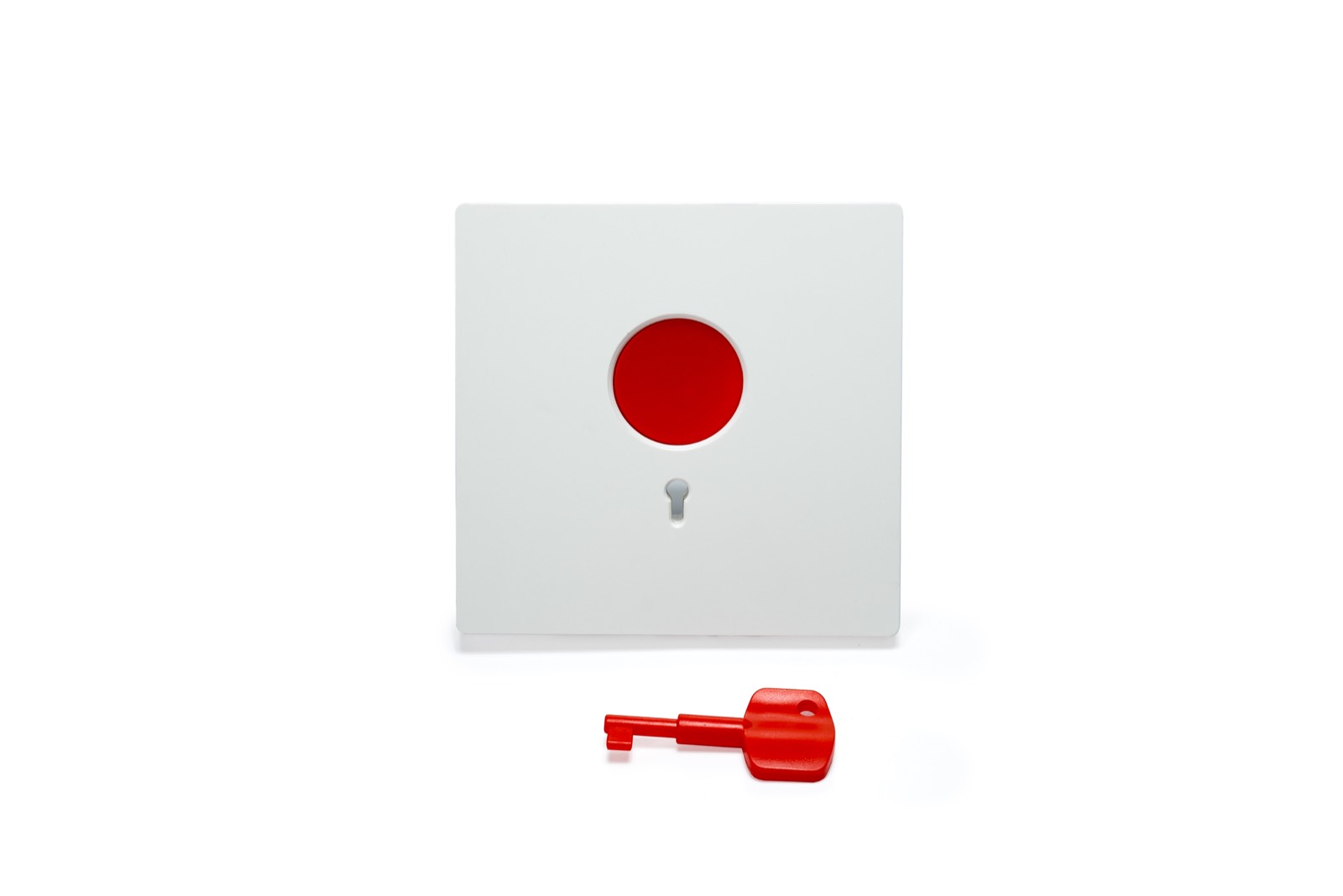 Emergency panic button with key reset for fog security system