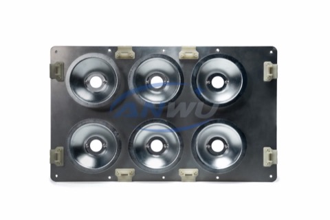 Stainless steel reflector plate assembly with six cones
