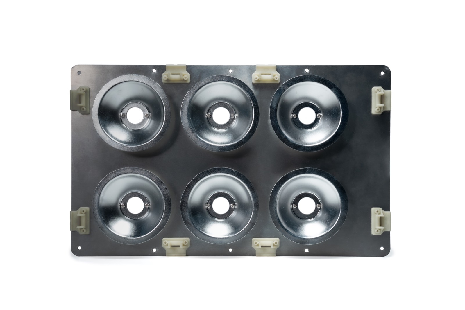 Stainless steel reflector plate assembly with six cones